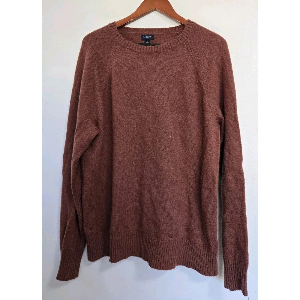 J. Crew Sweater Mens L Supersoft Wool Blend Crewneck Brown Preppy Casual